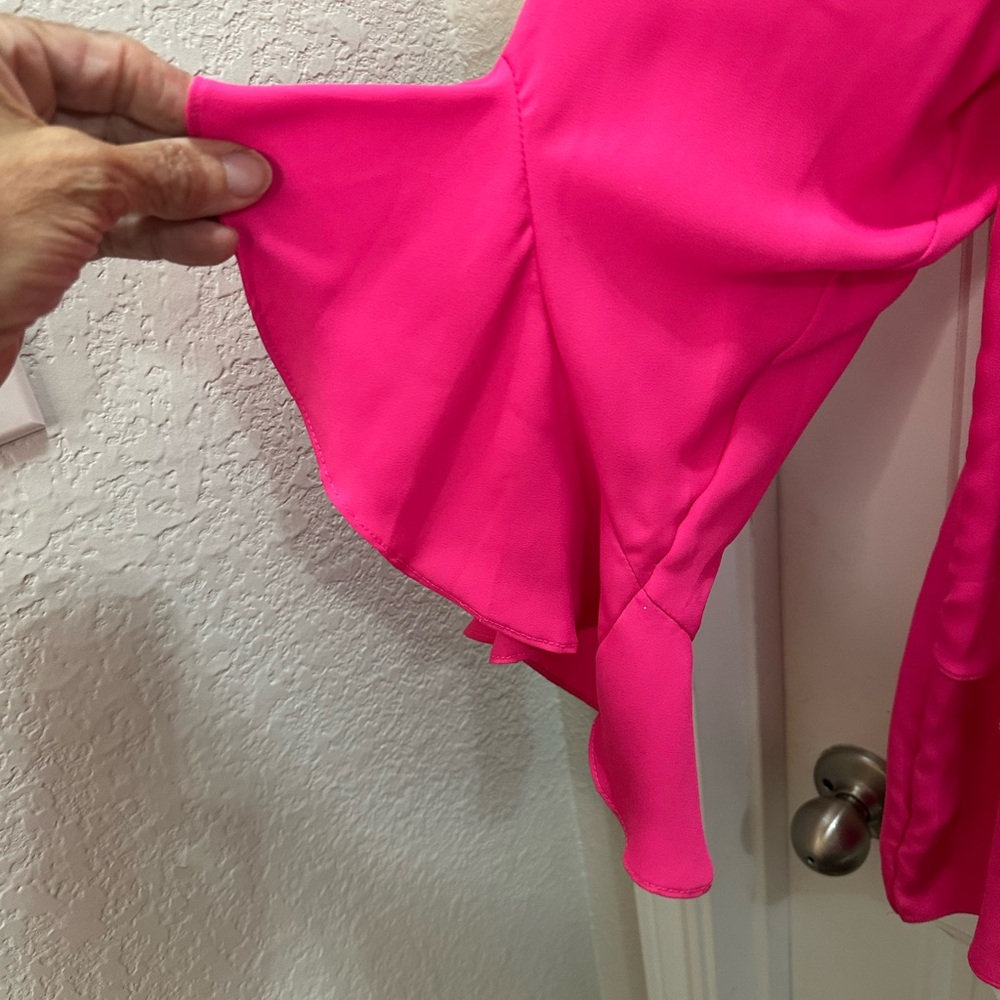 NWT Vince Camuto Fuchsia V-Neck Blouse 3x boho - Picture 3 of 7
